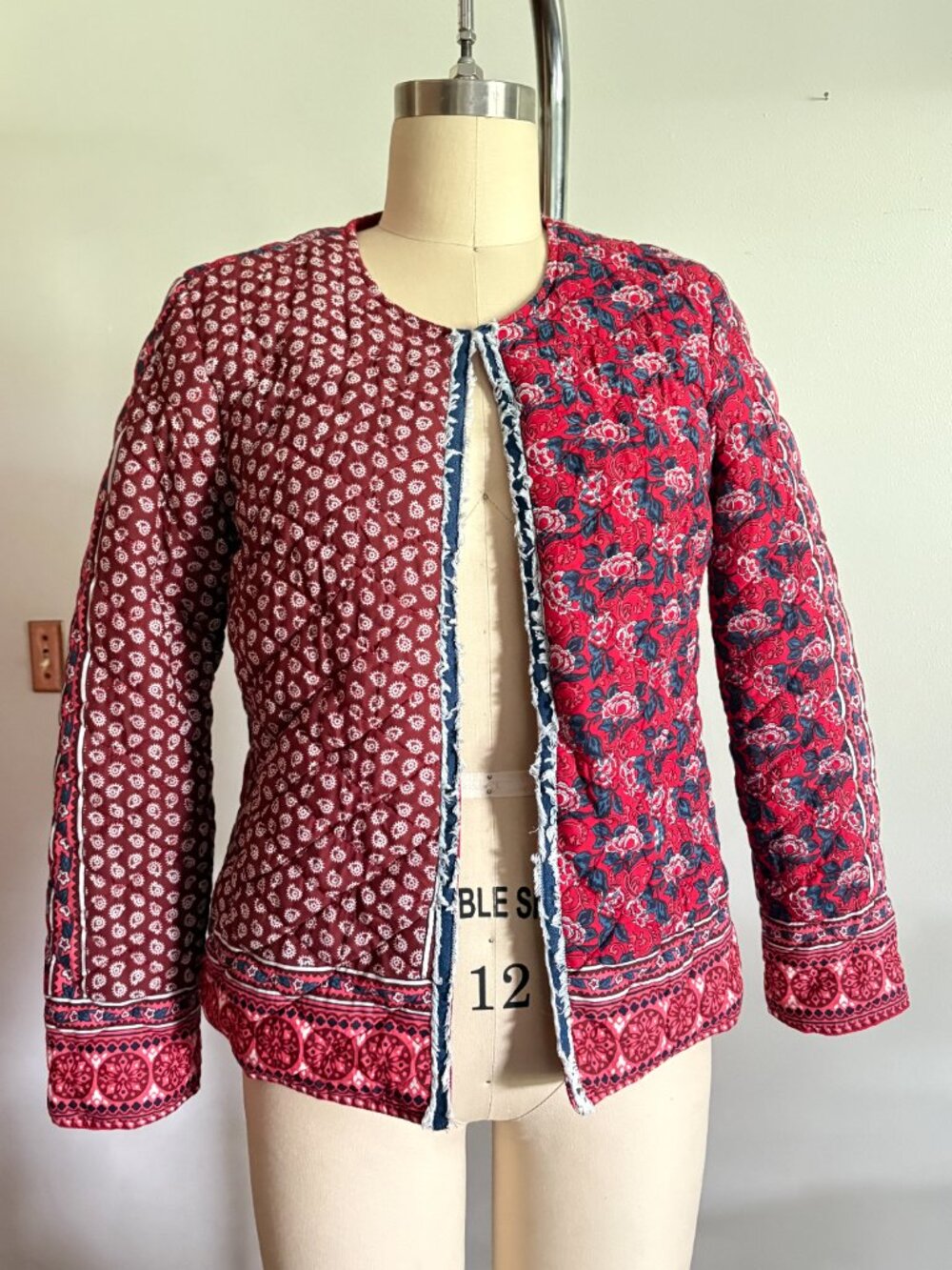 Cottagecore Quilted Open-Front Cardigan Coat – Floral & Paisley Print